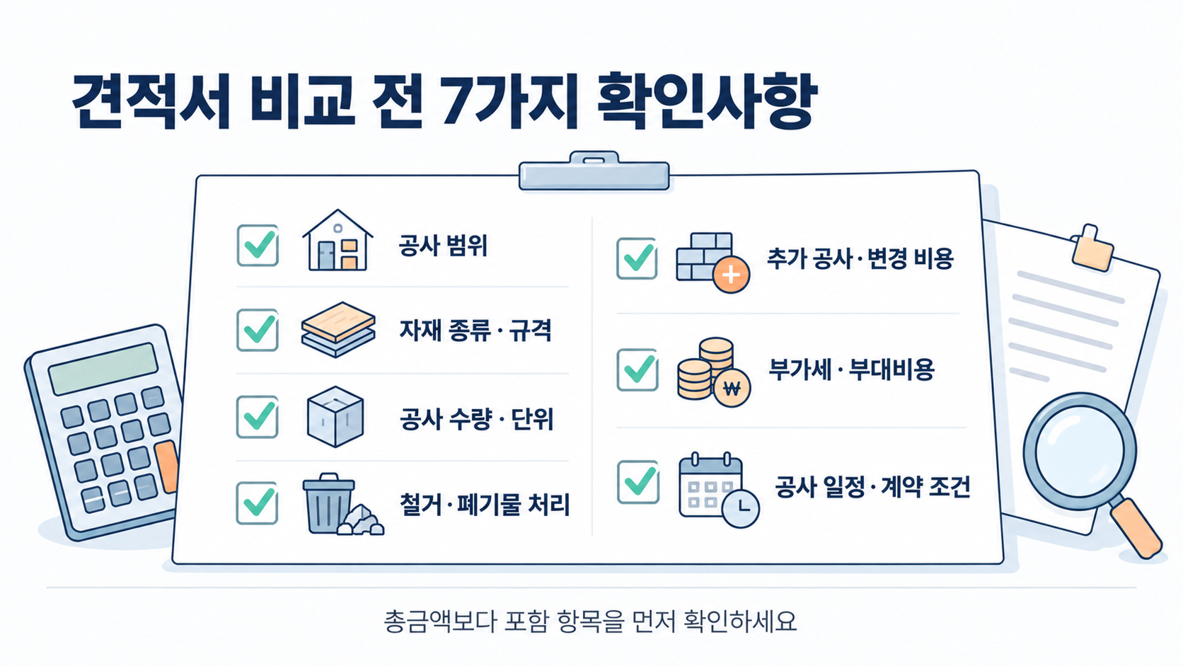 리모델링 견적서를 비교하기 전 확인할 일곱 가지