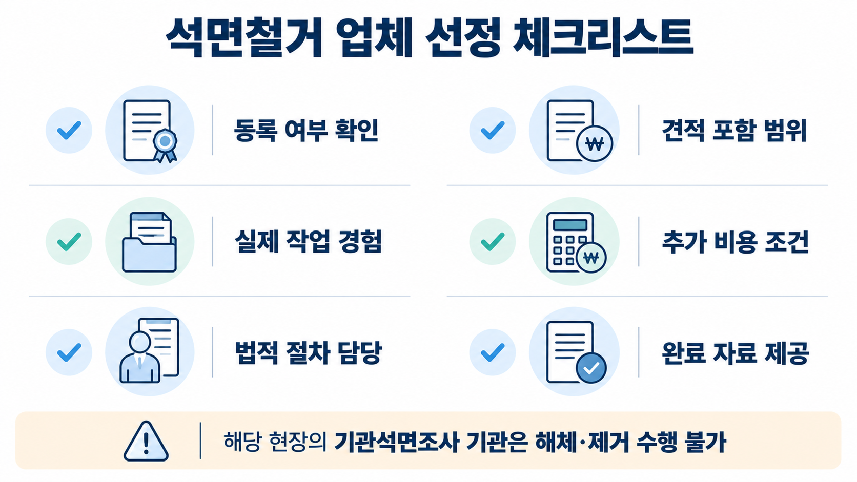 석면철거 업체 선정 체크리스트